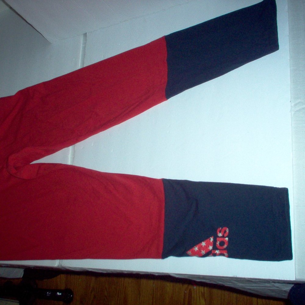 ADIDAS LEGGINGS WOMEN, RED/BLUE, Available in L/M